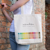 Moderne Kinder leraar kleurrijke regenboogkleuren Tote Bag