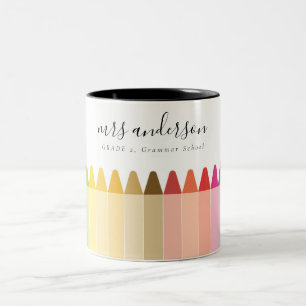 Moderne Kinder leraar kleurrijke regenboogkleuren Tweekleurige Koffiemok