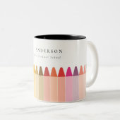 Moderne Kinder leraar kleurrijke regenboogkleuren Tweekleurige Koffiemok (Voorkant rechts)