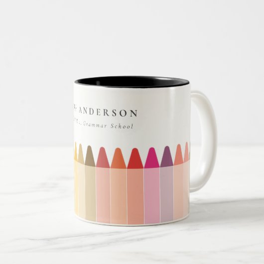 Moderne Kinder leraar kleurrijke regenboogkleuren Tweekleurige Koffiemok (Voorkant rechts)