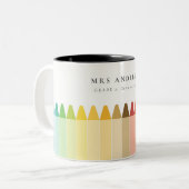 Moderne Kinder leraar kleurrijke regenboogkleuren Tweekleurige Koffiemok (Voorkant links)