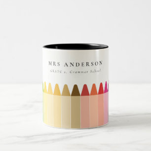 Moderne Kinder leraar kleurrijke regenboogkleuren Tweekleurige Koffiemok