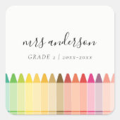 Moderne Kinder leraar kleurrijke regenboogkleuren Vierkante Sticker (Voorkant)