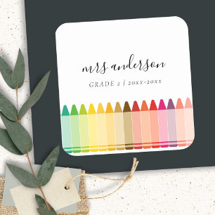 Moderne Kinder leraar kleurrijke regenboogkleuren Vierkante Sticker
