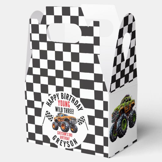Moderne Kinder Monster Trucks Verjaardagsfeest Bedankdoosjes (Geopend)