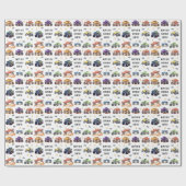 Moderne Kinder Monster Trucks Verjaardagsfeest Cadeaupapier (Vlak)