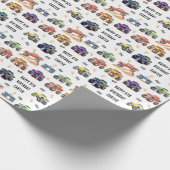 Moderne Kinder Monster Trucks Verjaardagsfeest Cadeaupapier (Hoek)