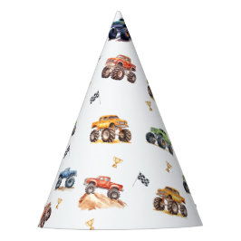 Moderne Kinder Monster Trucks Verjaardagsfeest Feesthoedjes