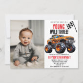 Moderne Kinder Monster Trucks Verjaardagsfeest Kaart (Voorkant)