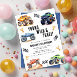 Moderne Kinder Monster Trucks Verjaardagsfeest Kaart<br><div class="desc">Let op alle kleine feestbeesten! Maak je klaar om de pret te rev met onze Young Wild En Drie 3e Verjaardag Kinder Monster Car Trucks Invitation. Dit moderne typografische script is versierd met schattige en levendige monsterautotrucks en nodigt u uit om mee te doen aan de viering. Laten we het...</div>