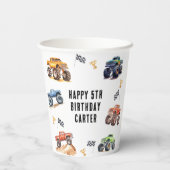 Moderne Kinder Monster Trucks Verjaardagsfeest Papieren Bekers (Achterkant)