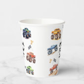 Moderne Kinder Monster Trucks Verjaardagsfeest Papieren Bekers (Links)