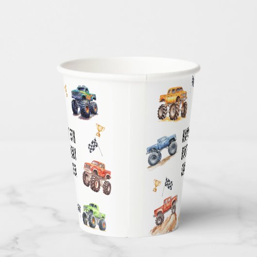 Moderne Kinder Monster Trucks Verjaardagsfeest Papieren Bekers (Rechts)