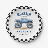 Moderne Kinder Monster Trucks Verjaardagsfeest Papieren Bordje (Voorkant)