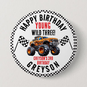 Moderne Kinder Monster Trucks Verjaardagsfeest Ronde Button 7,6 Cm
