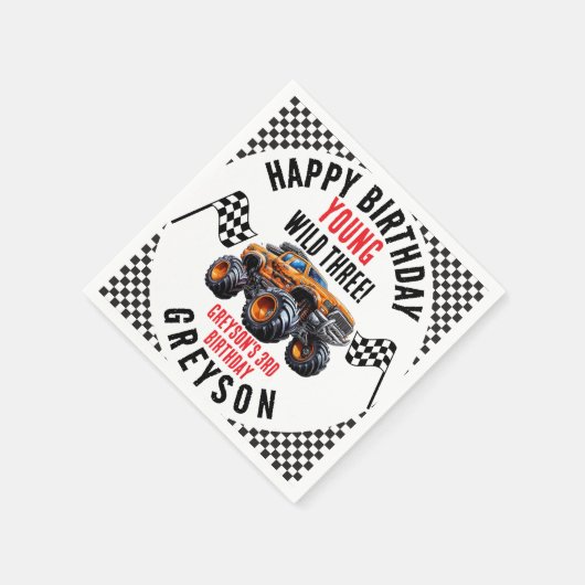 Moderne Kinder Monster Trucks Verjaardagsfeest Servet (Hoek)