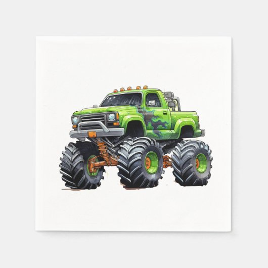 Moderne Kinder Monster Vrachtwagen Verjaardagsfees Servet (Voorkant)