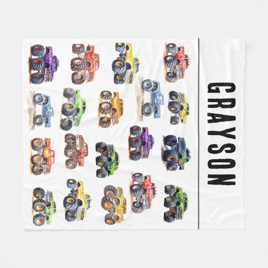 Moderne Kinder monstertrucks Fleece Deken (Voorkant (Horizontaal))