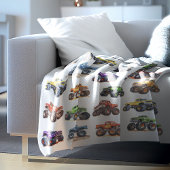Moderne Kinder monstertrucks Fleece Deken