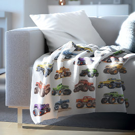 Moderne Kinder monstertrucks Fleece Deken