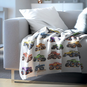 Moderne Kinder monstertrucks Fleece Deken