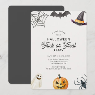 Moderne Kinder partij voor grijze Trick or treat Kaart