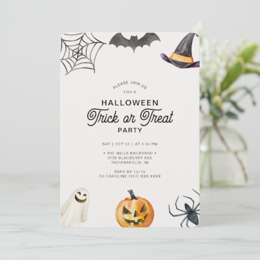 Moderne Kinder partij voor halloween Trick or trea Kaart (Staand voorkant)