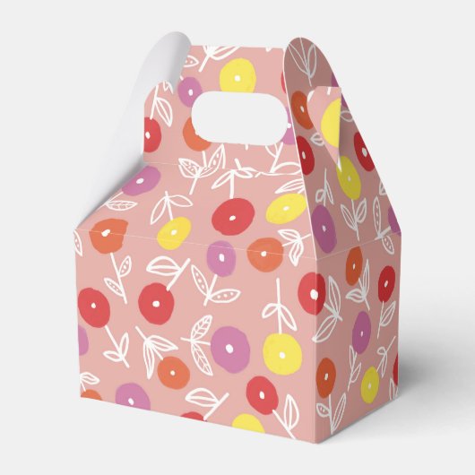 Moderne kinder perzik bloemmotief bedankdoosjes (Voorkant Zijde)