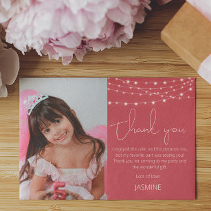 Moderne Kinder roze foto Hartelijk dank Bedankkaart