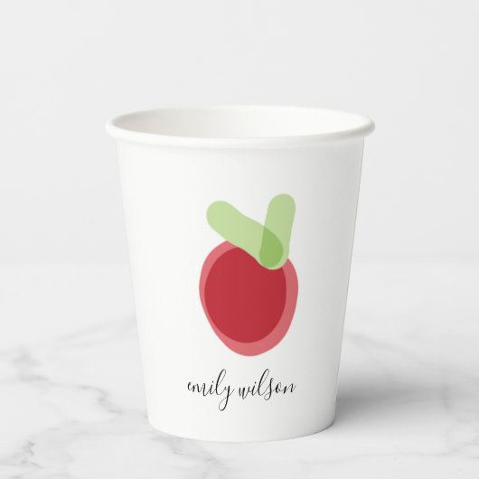 Moderne Kinder schoolleraar handleiding Apple Papieren Bekers (Achterkant)