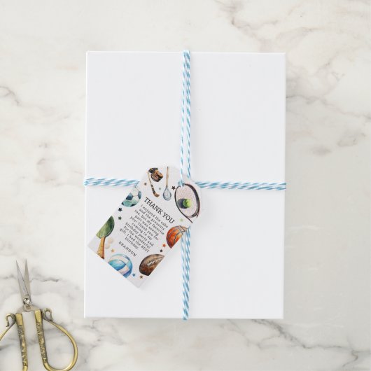 Moderne Kinder Sport Verjaardagsfeest Cadeaulabel (Met Touw)