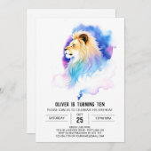 Moderne Kinderen Leeuw Verjaardag Kaart (Voorkant / Achterkant)