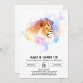 Moderne Kinderen Leeuw Verjaardag Kaart (Voorkant / Achterkant)