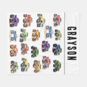 Moderne Kinderen Monstertrucks Fleece Deken (Voorkant (Horizontaal))