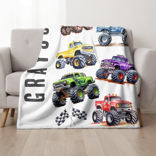 Moderne Kinderen Monstertrucks Fleece Deken