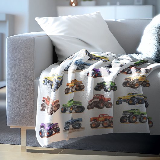 Moderne Kinderen Monstertrucks Fleece Deken
