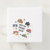 Moderne Kinderen Monstertrucks Verjaardagsfeestje Bedankjes Labels (In situ)