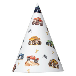 Moderne Kinderen Monstertrucks Verjaardagsfeestje Feesthoedjes