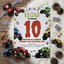 Moderne Kinderen Monstertrucks Verjaardagsfeestje