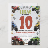 Moderne Kinderen Monstertrucks Verjaardagsfeestje Kaart (Voorkant)