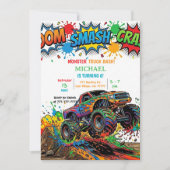 Moderne Kinderen Monstertrucks Verjaardagsfeestje Kaart (Voorkant)