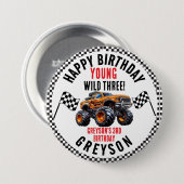 Moderne Kinderen Monstertrucks Verjaardagsfeestje Ronde Button 7,6 Cm (Voorkant /achterkant)
