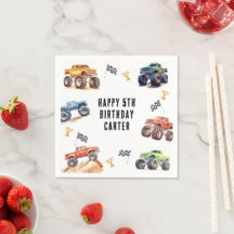Moderne Kinderen Monstertrucks Verjaardagsfeestje