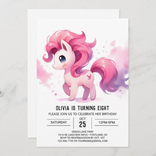 Moderne Kinderen Paard Verjaardag Kaart (Voorkant / Achterkant)