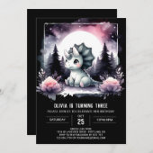 Moderne Kinderen Triceratops Verjaardag Kaart (Voorkant / Achterkant)