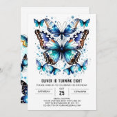 Moderne kinderen vlinder jongen verjaardag kaart (Voorkant / Achterkant)