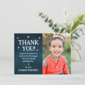 Moderne kinderfoto buitenruimte sterren bedankkaar bedankkaart (Staand voorkant)