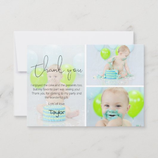 Moderne kinderfoto-collage bedankkaart (Voorkant)