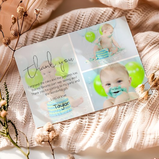 Moderne kinderfoto-collage bedankkaart