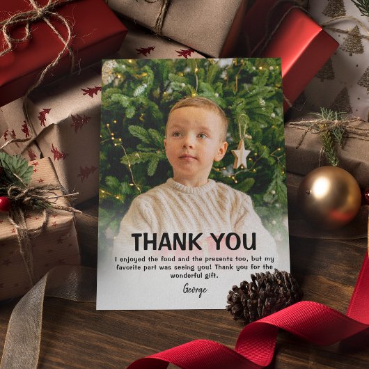 Moderne kinderfoto kerst | Dankkaart Bedankkaart